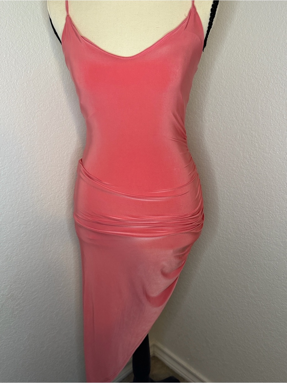 Saints 21 Pink Asymmetrical Ruched Slip Dress